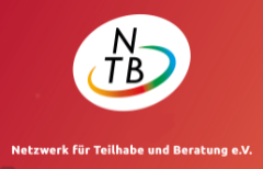 Logo des Netzwerks Teilhabe e.V., mit den Grossbuschstaben NTB